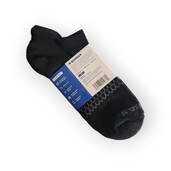 BOMBAS Ankle Sock Tech 6Pck Large Solid Black Honeycomb Arch Support - Picture 5 of 8